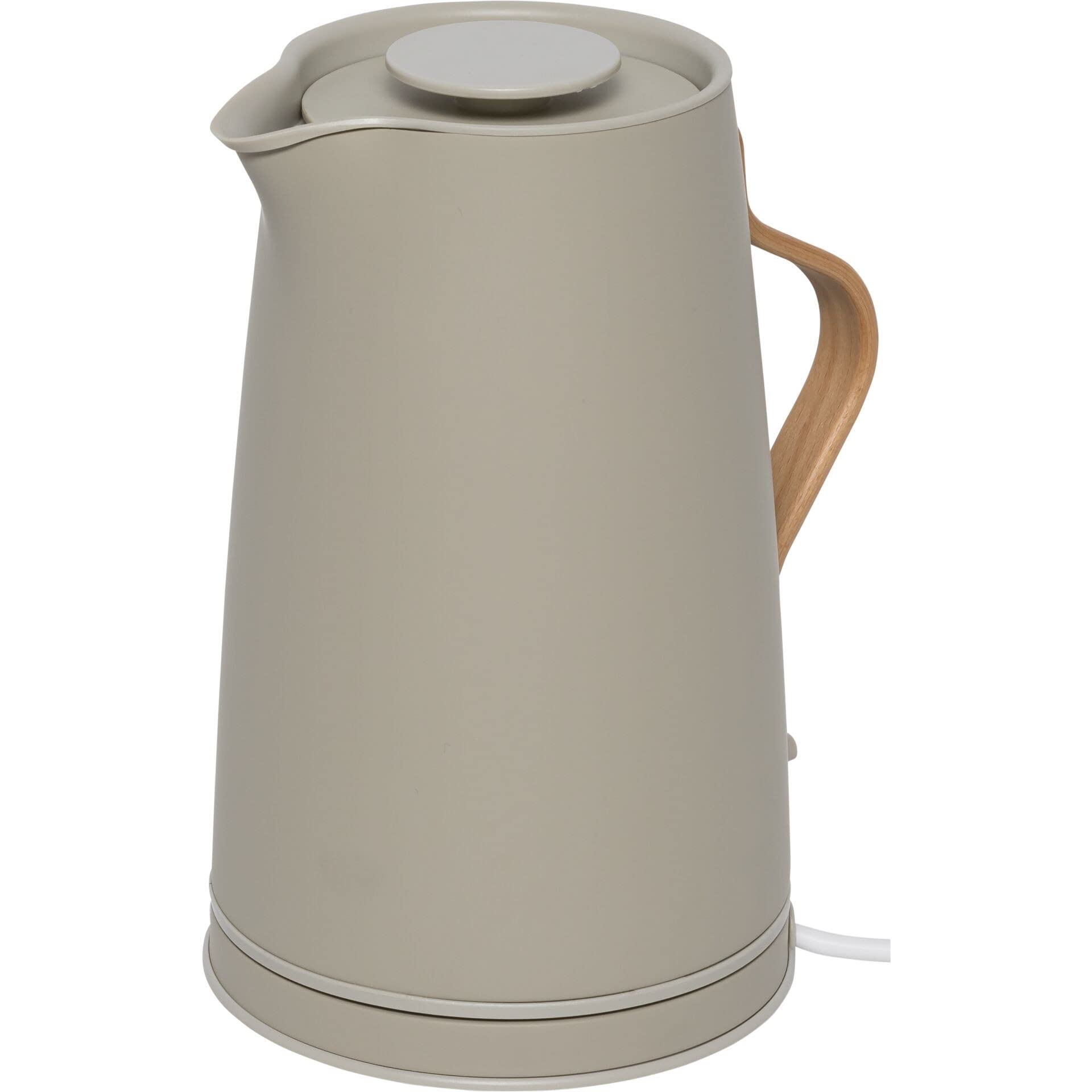 Emma Electric Kettle, Kettle in Scandinavian Design, Filter, Boil Dry Safety Switch with Shut-Off, Beech Wood Handle, 1.2 Litres, Soft Sand