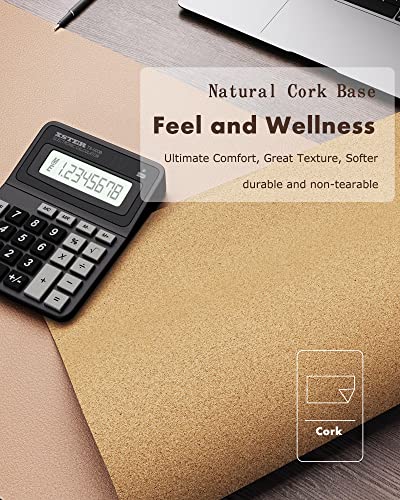 Image of YSAGi Double-Sided Desk Mat, Eco Cork & Leather Desk Protector, Large Mouse Pad & Writing Pad for Office /Home (Apricot+Cork, 47.2 inch x 17 inch)
