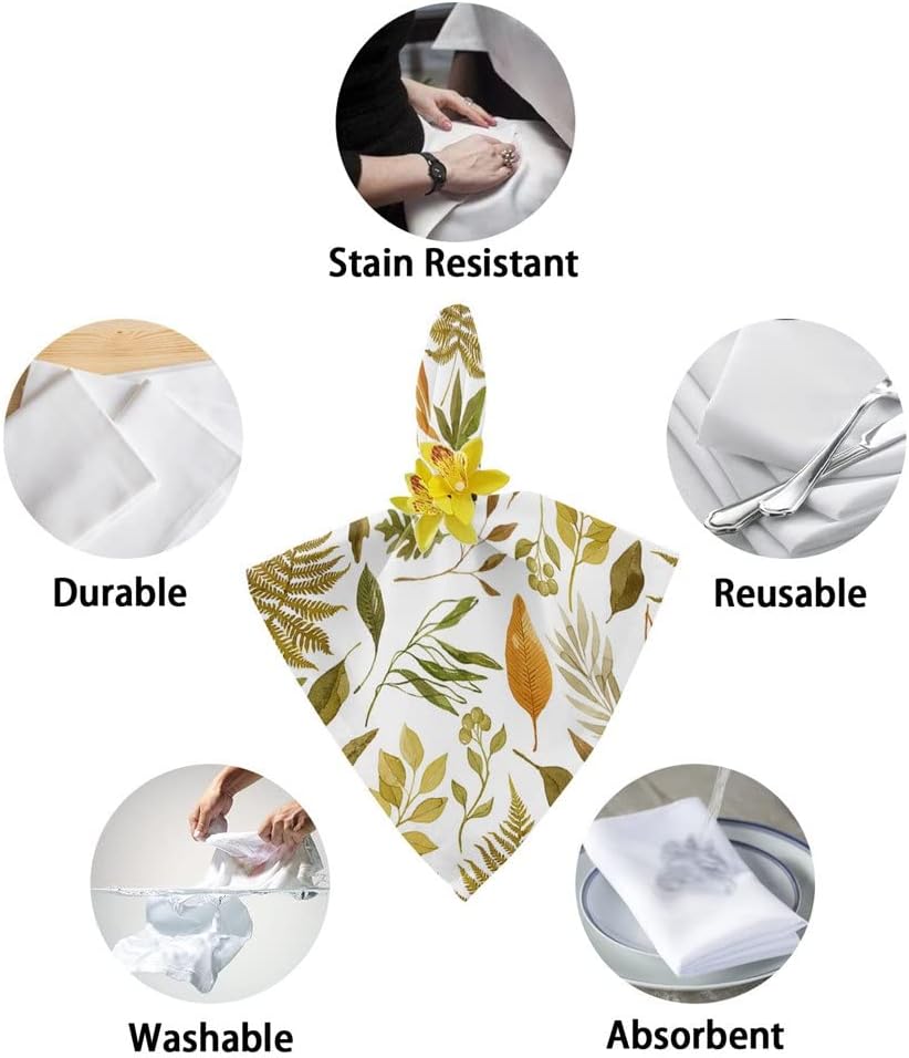 Autumn Maple Texture Cloth Napkins Set Festive Banquet Wedding Decor Tea Towel Kitchen Dinner Table(8pcs)