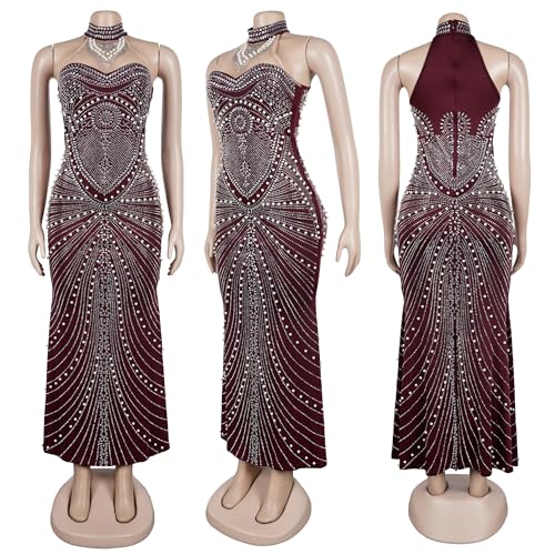 Image of Nagfar Women Rhinestone Sequin Birthday Party Sexy New Year Formal Dress