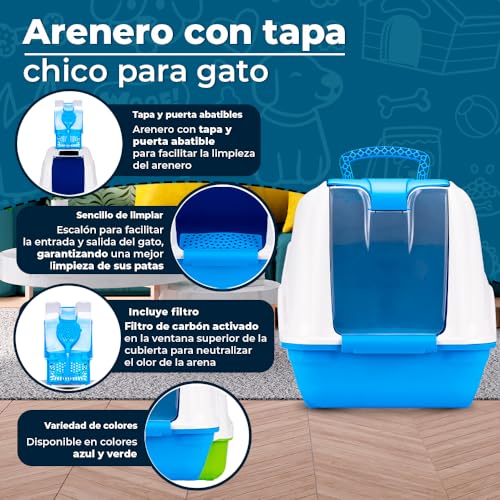 Arenero cubierto MPS Netta con puerta abatible para gatos de interior 5