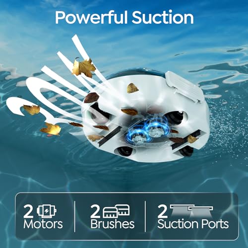 Image of S2 Robotic Pool Cleaner for Above Ground Pools, Efficient Coverage for Small to Medium Pools, Dual-Layer Filtration, 90-Min Cleaning Support, Self-Parking, Easy Maintenance (Sky Blue)