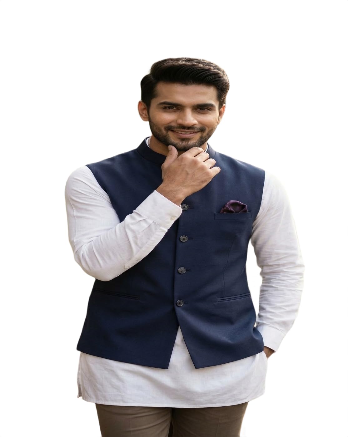 new-18 Men Navy Blue Nehru Jacket Waistcoat, Sleeveless Blazer,Nehru Jacket-picture-15