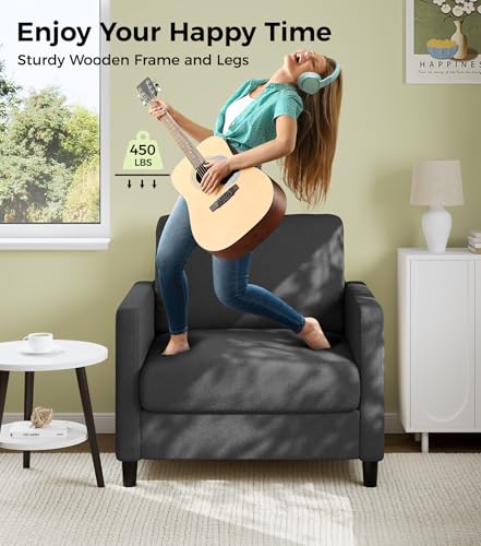 Image of Welzona Sofa Accent Chair, 33 inch Reading Chair, Comfy Teddy Arm Chairs