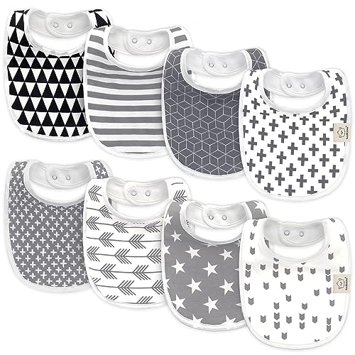 Image of 8-Pack Organic Baby Bibs for Girls & Boys - Teething Baby Bibs for Boy, Girl - Newborn Bibs for Baby Girl, Boy