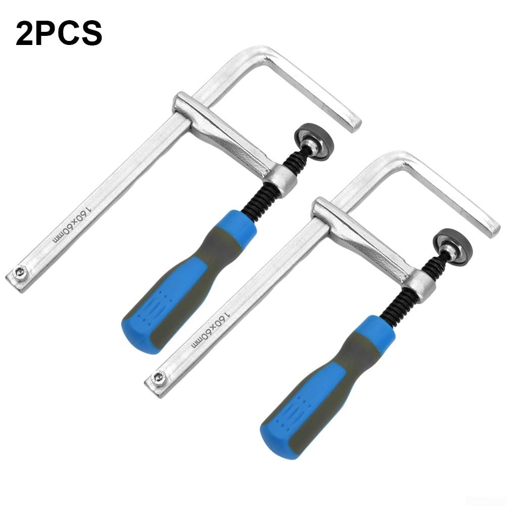 Lot de 2 colliers de serrage à queue d'aronde de 160 x 60 mm avec poignée en plastique à prise en main souple en acier chromé à dégagement rapide pour rail de guidage de scie à rail et table
