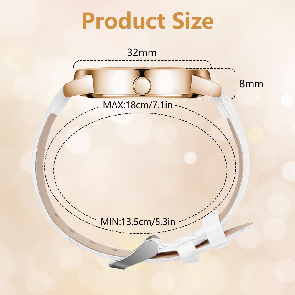 OFFCUP Montre Femme Bracelet Cuir Analogique Quartz Diamant 3 Aiguilles Poignet