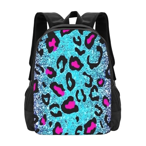 Colorful Leopard Print Backpack Large Capacity Backpacks Leisure Travel Daypack 12.5X5.5X16.5 inch