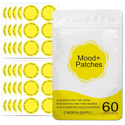 60 PCS Dopamine Patches Mood Support Patche Natural Dopamine Patches Vegan Mood Support Patch for Daily Mood Boost & Positivity Support for Men Women Plant-Based Formula (2 Bag)