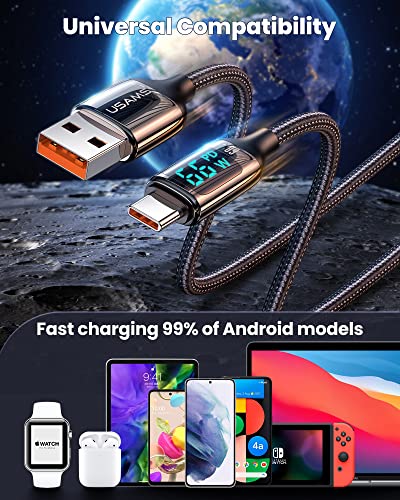 enablink Cavo USB tipo C 66W 6A QC 4.0 con Pantalla LED, da USB A a USB C, 1.2m Nylon Intrecciato, Ricarica Rapida e Trasmissione per Samsung, Huawei P40,Mate 20