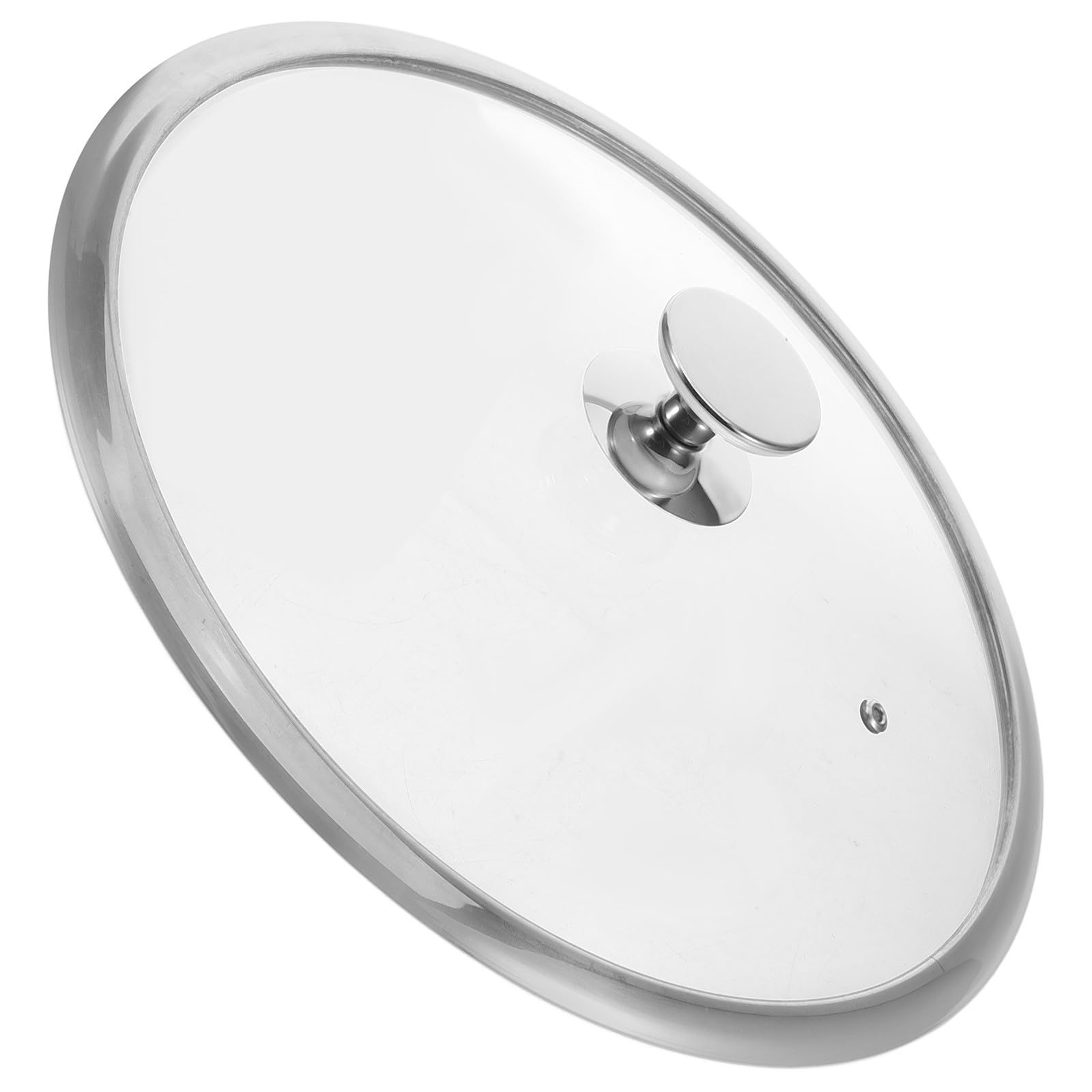 Deckel für Kochtopf 34 cm aus gehärtetem Glas mit mattem Edelstahlrand, widerstandsfähiger Universal Topfdeckel für Bratpfannen und Saucenpfannen, geeignet für den Küchenalltag
