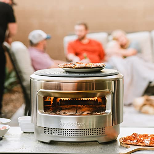Image of Solo Stove Pi Pizza Oven | Incl. Outdoor Pizza Maker, Wood Burning Assembly, Cordierite Pizza Stone (13 mm thick), Stainless Steel, H: 15.125 in x Dia: 20.5 in, 30.5 lbs