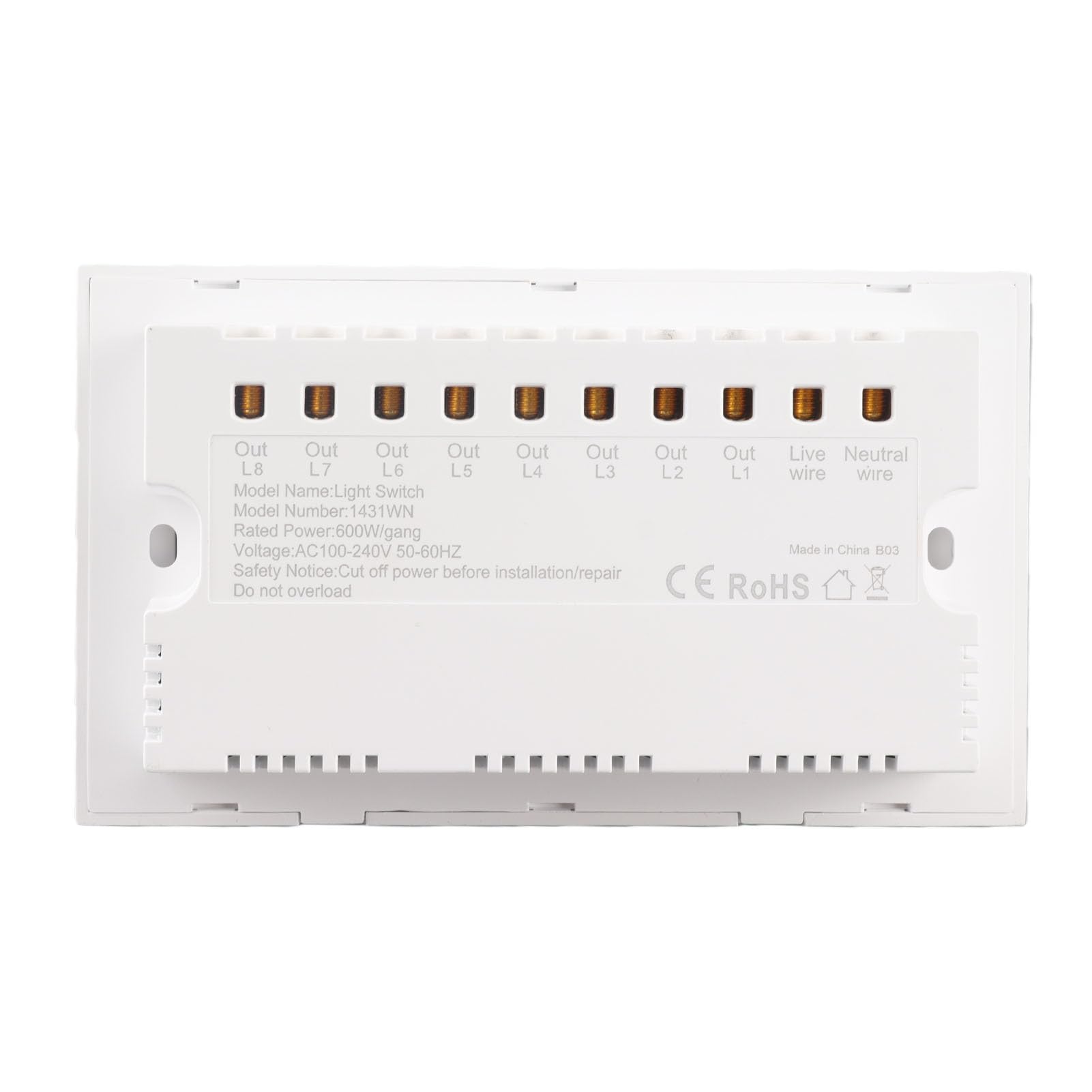 Alomejor Interruptor de Luz Táctil Panel WiFi Inteligente de 8 Bandas, Control Inalámbrico de Alta Sensibilidad para Automatización del Hogar, AC100-240V