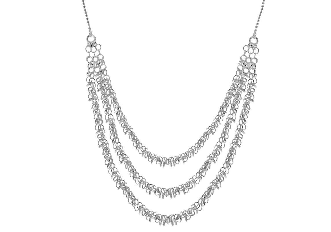 Tuscany Silver Collana Donna Argento 925 Con 7 Anelli Portafortuna In Zirconi E Marcasite - Catena 46 Cm, Regalo - 4