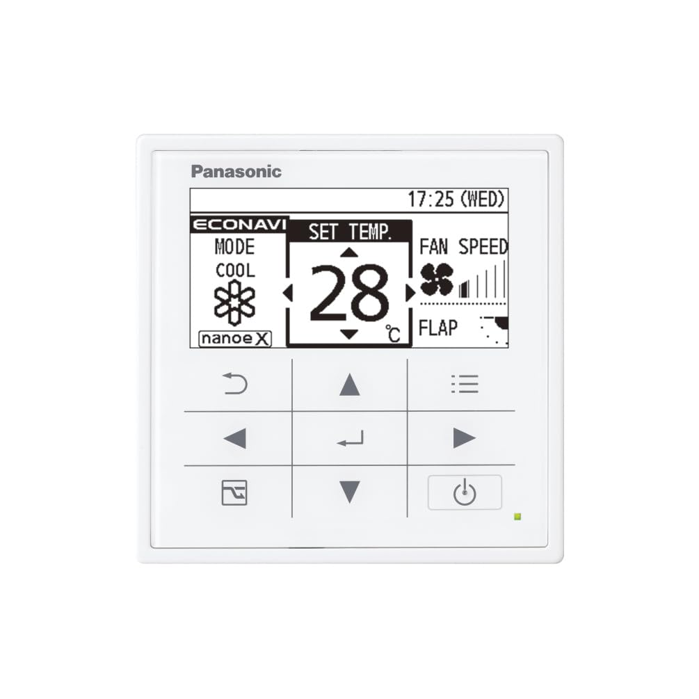 Panasonic Comando a Filo CZ-RTC5B con Funzionalità Econavi, Pannello di Controllo Remoto Touch per Climatizzatori PACi VRF con Display Retroilluminato e Timer