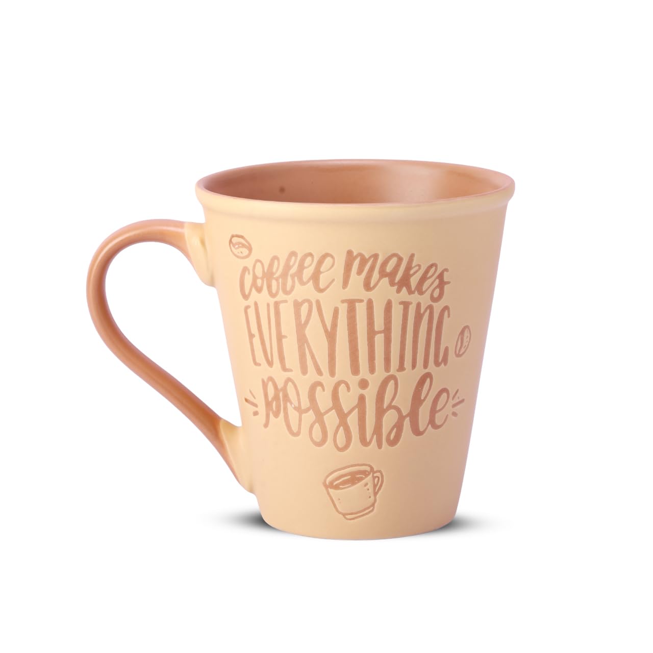 POSH Elegant Frappe Coffee Mug – Premium Ceramic Mug for Coffee, Tea, Espresso| Microwave Safe, Perfect for Gifting | Ideal for Coffee Lovers, Stylish & Durable Design for Home - Beige & Brown