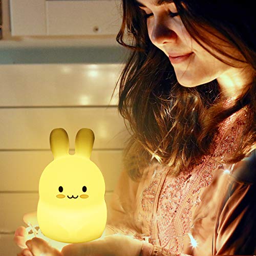 Yuede Kids Night Light For Bedroom, Silicone Usb Rechargeable Night Lights, 9 Colors Change With Touch Sensor And Remote Control For Baby/Kids/Adult Gifts (Rabbit) #TOP3
