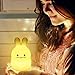 Yuede Kids Night Light for Bedroom, Silicone USB Rechargeable Night Lights, 9 Colors Change with Touch Sensor and Remote Control for Baby/Kids/Adult Gifts (Rabbit)