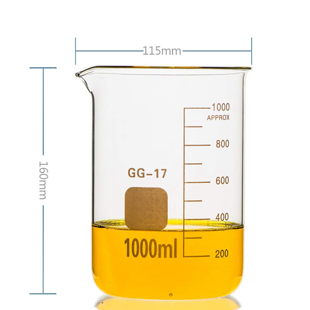 Glasbecher-Messbecher, Borosilikat-HochtemperaturbestäNdigkeit, Kitchen Lab School Mehrere Spezifikationen Messen Und Mischen Sie Den Becher Mit Dem AusgießEr,1000ml