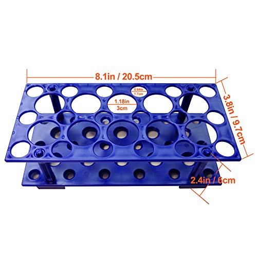 test tube rack centrifuge tube holder 2 pack - blue and orange for 10ml 15ml 50ml detachable plastic stand 28 well