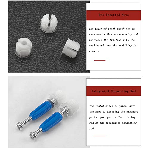 Gittcoll 20 Pcs 3 In 1 Furniture Cam Lock Fittings Hardware Fixing Screws Connectors Combination Set With Pre-Inserted Nuts, Eccentric Cam, Connecting Rod For Cabinet Wardrobe Drawer Table Panel #TOP5