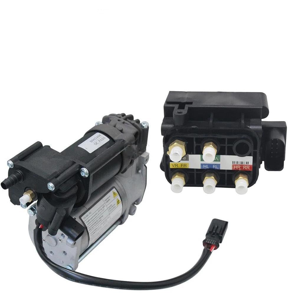 Suspensiones de aire 1 Bomba Compresora Suspensión Neumática Con Bloque Válvula Solenoide Para Mercedes Para Benz W205 C205 A205 S205 Clase C OEM 2053300104 Amortiguadores