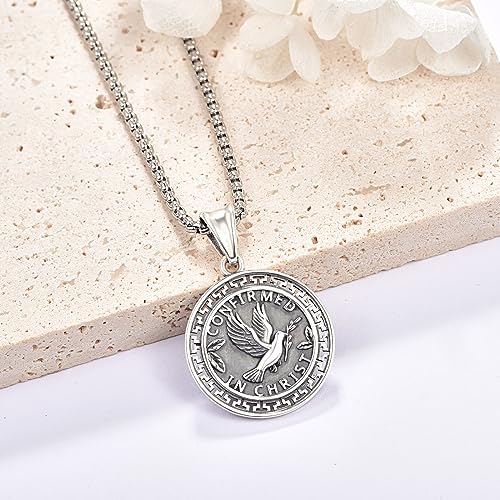 PRAYMOS Confirmation Gifts 925 Sterling Silver Confirmed in Christ Necklace Gifts for Confirmation Sponsor Gift2