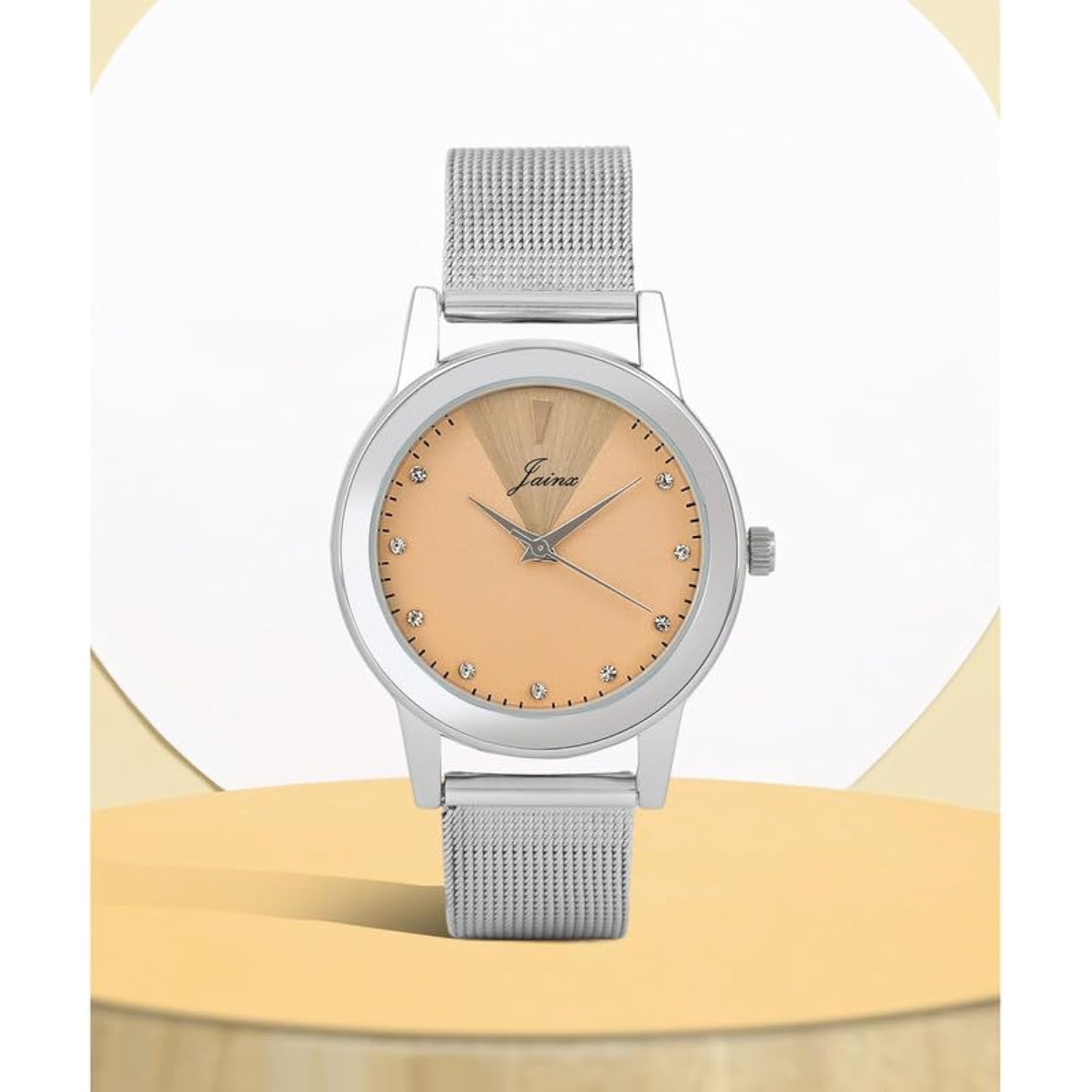 Women's Silver Mesh Chain Analog Wrist Watch with Colourful Dials