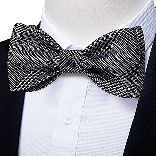 Image of DiBanGu Mens Silk Self Bow Tie Set 4PCS for Tuxedo Wedding