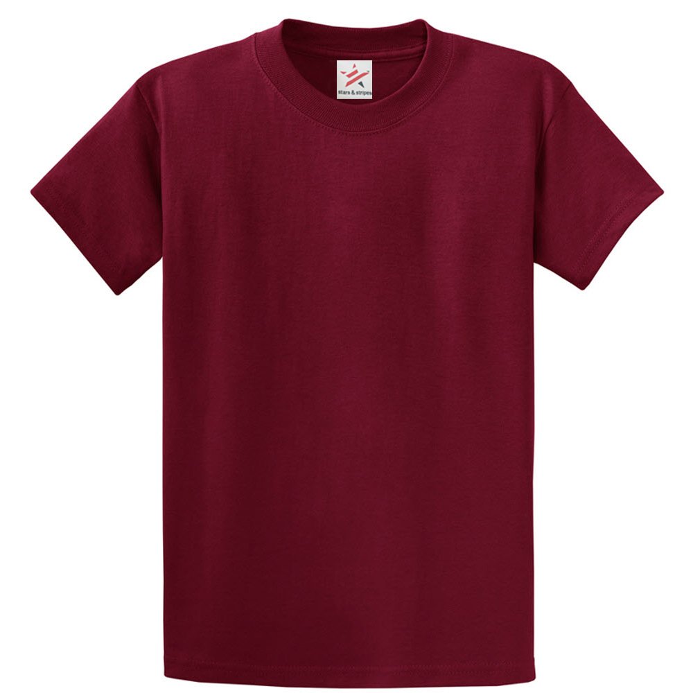Star and Stripes Plain Burgundy T Shirt 100% Rich Soft Organic Cotton Wine Plain T Shirt