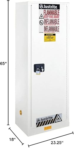 Miniatura 13 de Justrite Gabinete de almacenamiento inflamable delgado de cierre manual de 22 galones, acero de calibre 18, 3 estantes, gabinete de fuego de 2