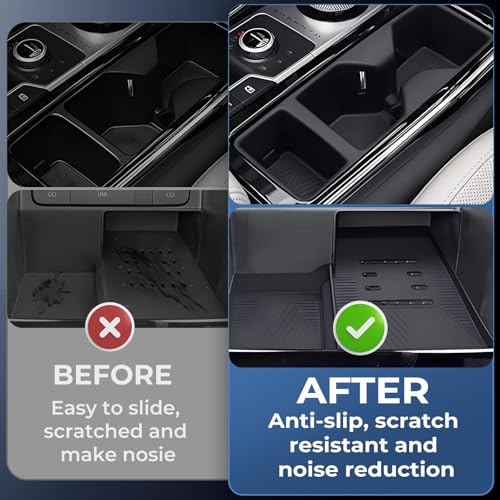 Image of Cup Holder Insert & Wireless Charging Protective Mat for KIA Sorento 2026 2025 2024 2023 2022 2021, Interior Accessories Cup Holder & Wireless Charger Cover Pad for 2021-2026 Sorento, Black