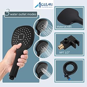 Aolemi 16 Inch Ceiling Mount Shower System Matte Black Rain Shower Head with 3 Functions ABS Handheld Spray Bathroom Luxury High Pressure Shower Combo Set Rough in Valve and Shower Trim Included