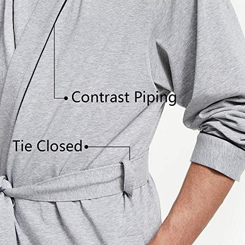 Holove Kimono Bathrobe For Men Cotton Knee Length Summer Robe thumb #3
