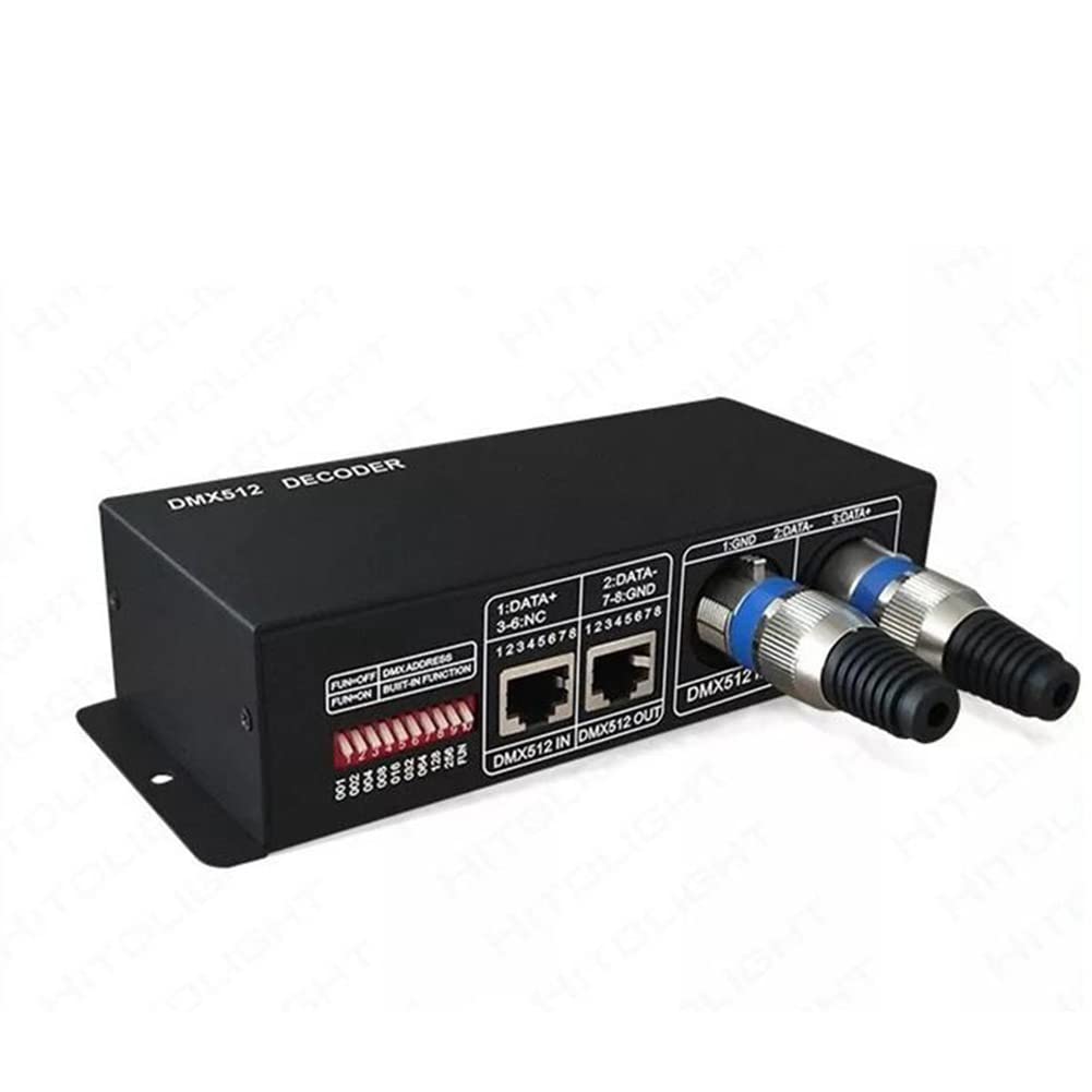 Nondk Black 3-Way Rgb Dmx512 Decoder 3 Channel X 8A Dc12-24V Stage Light With Xlr Plug Led512 Decoder Controller