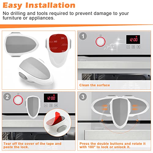 Gcrq 2 Pack Oven Door Lock Child Safety,Oven Baby Proof Childproof Oven Front Lock Easy To Install And Use Heat-Resistant And Durable Material, With 3M Adhesive, No Screws Or Drill（2Pcs, White） #TOP5