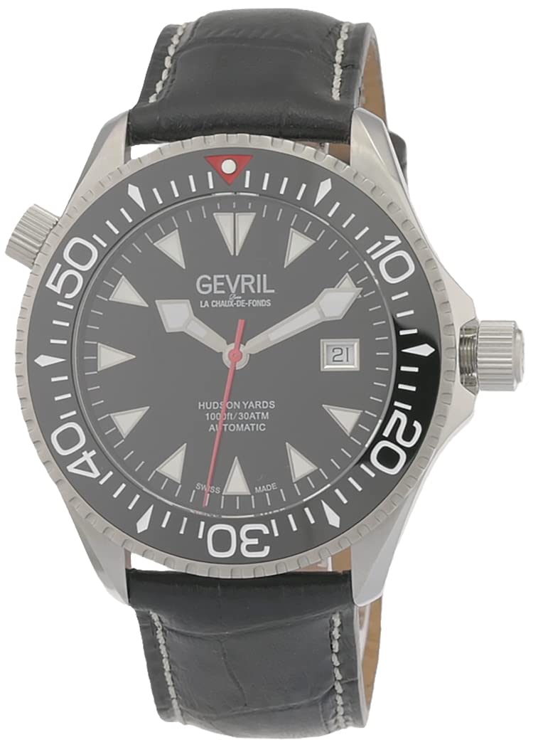 Photo 1 of Gevril Hudson Yard Men's Swiss Automatic Watch, Genuine Italian Leather Strap
