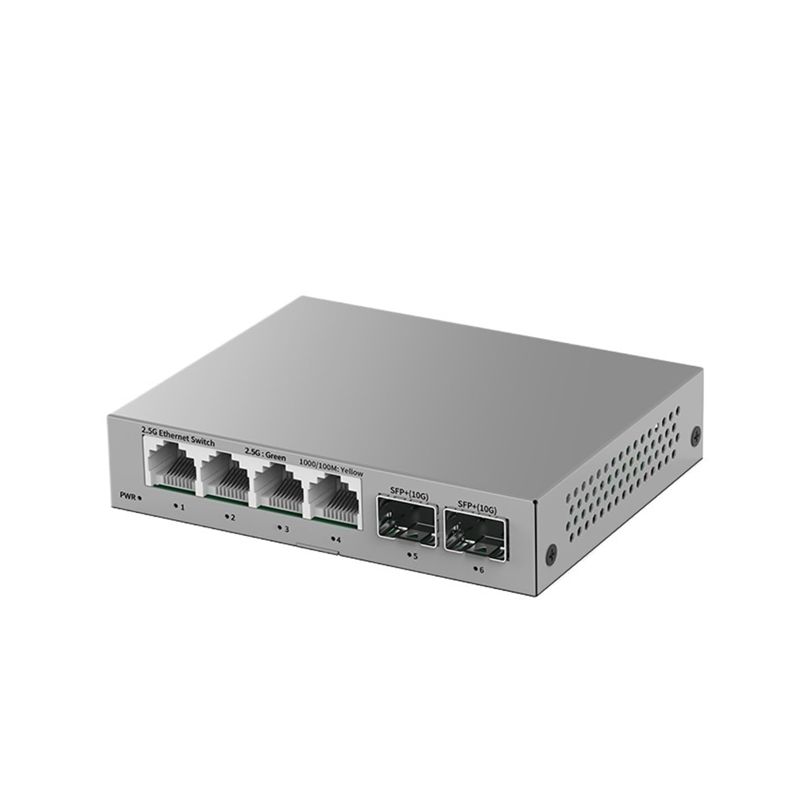 OSHZIKJII 2.5Gb Switch 4 Port 2.5G RJ45 Ethernet Switches with 2 Port 10G s-f.p+ Fanless Unmanaged Desktop Network Switch