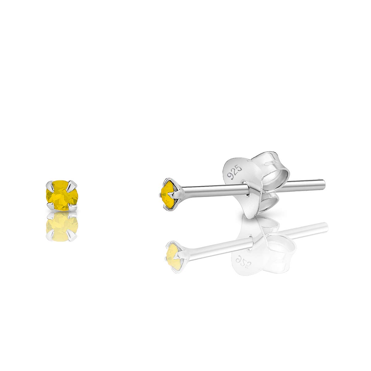 Orecchini Punto Luce Argento 925 con Brillantini di Cristallo - Orecchini Colorati - Orecchini Brillantini - Punti Luce Orecchini Argento 925 - Orecchini Lobo Donna - Orecchini Piccoli Argento