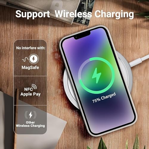 Image of DIZORO Microfiber Candy Case Compatible for iPhone 13 / iPhone 14 6.1 Inch Shockproof Slim Back Cover Liquid Silicone Case - Off White