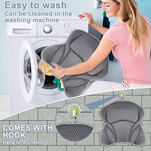 Amzeeniu Badewannenkissen,Neue Nackenkissen für Badewanne4D Mesh Nackenkissen Badewanne Kopfkissen Komfort BadeKissen mit 6 Saugnäpfen für Home Spa und Badewannen Stützt... – Bild 7