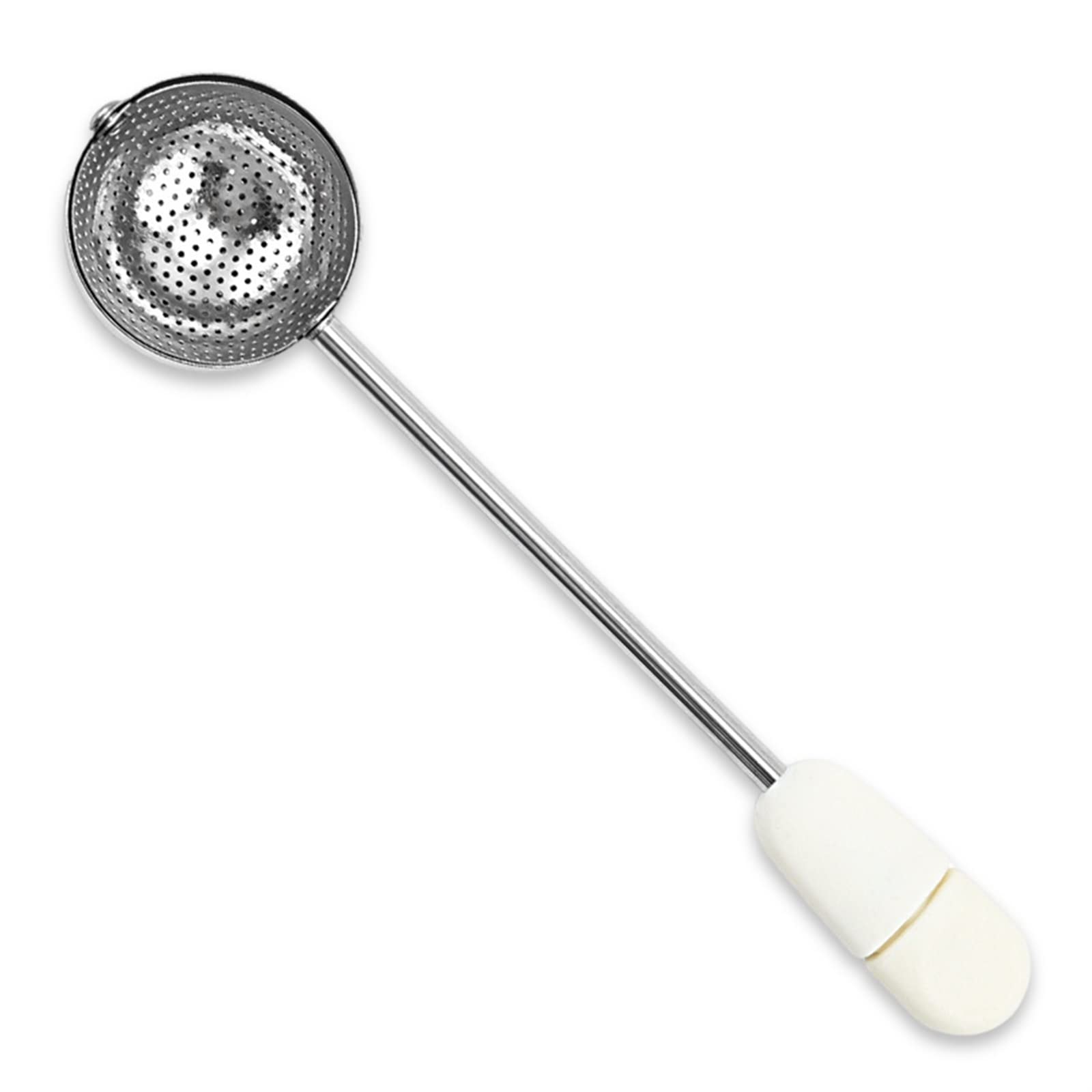Colino da tè in rete in acciaio inox, riutilizzabile, in metallo, filtro per foglie sfuse, colino per tè verde, per tazza, teiera e teiera (bianco)