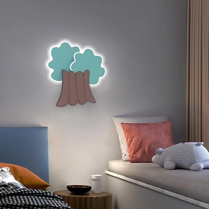 Jadssox LED Wall Sconce Children's Room Wall Lamp Interior Wall Light in Tree Shape, Cartoon Wall Mount Lighting Fixture Kids Room Headboard Lamps for Bedroom Bedside Nursery photo 3