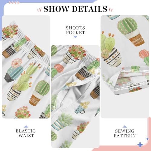 ZZXXB Cactus Plant Boys Long Pants Soft Trousers Elastic Waist Kids Lounge Bottoms with Pockets S-XL4