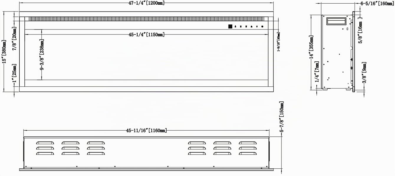 Camino elettrico a parete/incasso Aflamo Royal PRO, elegante camino elettrico a parete/incasso con effetto fiamma 3D, funzione riscaldamento, perfetto per il soggiorno(120x38x16)