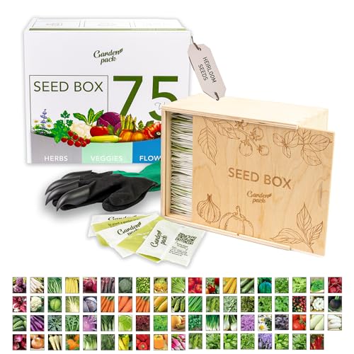 Grow Your Own Seed Box by Garden Pack - 75 Varieties of Flower, Herb, Vegetable Seeds - Gardening...