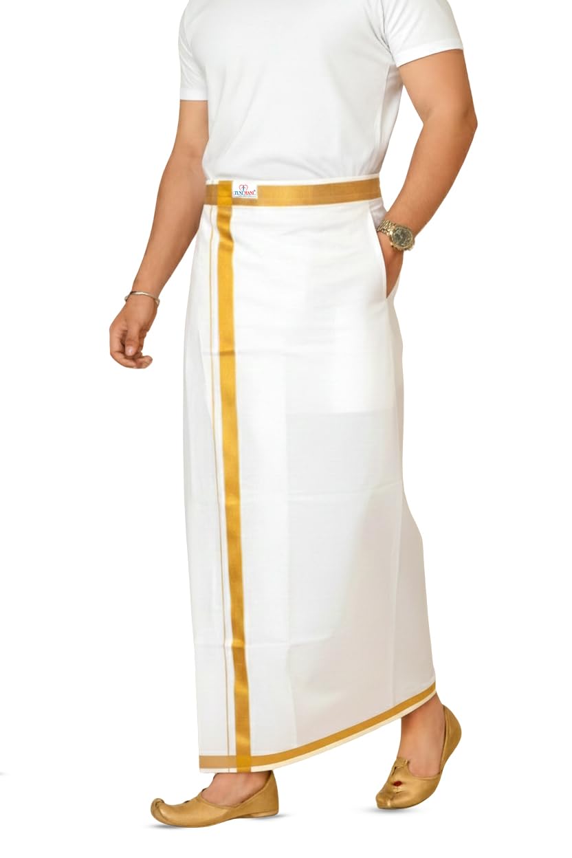 tuni mani Men's Readymade Cotton (8 Mulam) Double Layer Welcro Dhoti With side Pocket | Adjustable for all Size (28"-44" inches)-picture-18