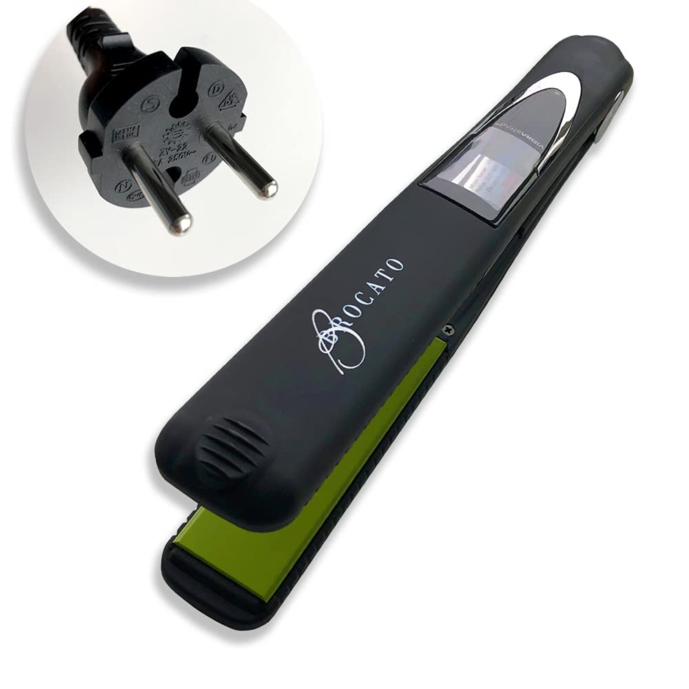 European Plug Vibrastrait Pro Vibrating Ceramic Tourmaline Ionic Flat Iron, 1-inch (E/U use ONLY) - Ceramic Hair Straightener with Gentle Glide for Waves, Curls, Smooth Hair, NOT FOR USE IN THE US