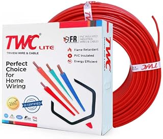 TWC Lite Red 4 SQMM 90 METER Copper Wire HRFR (Heat Resistant Flame Retardant) Lead-Free Cable Low Smoke Halogen-Free Wire for Home & Industrial Electrical Wiring