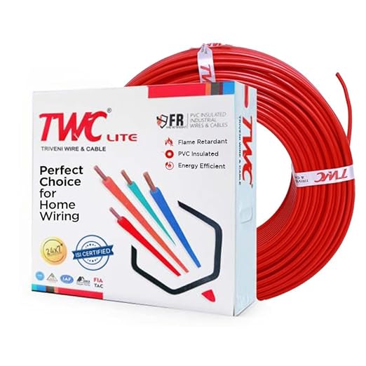 TWC Lite Red 2.5 SQMM 90 METER | Copper Wire | HRFR (Heat Resistant Flame Retardant) Lead-Free Cable | Low Smoke Halogen-Free Wire for Home & Industrial Electrical Wiring
